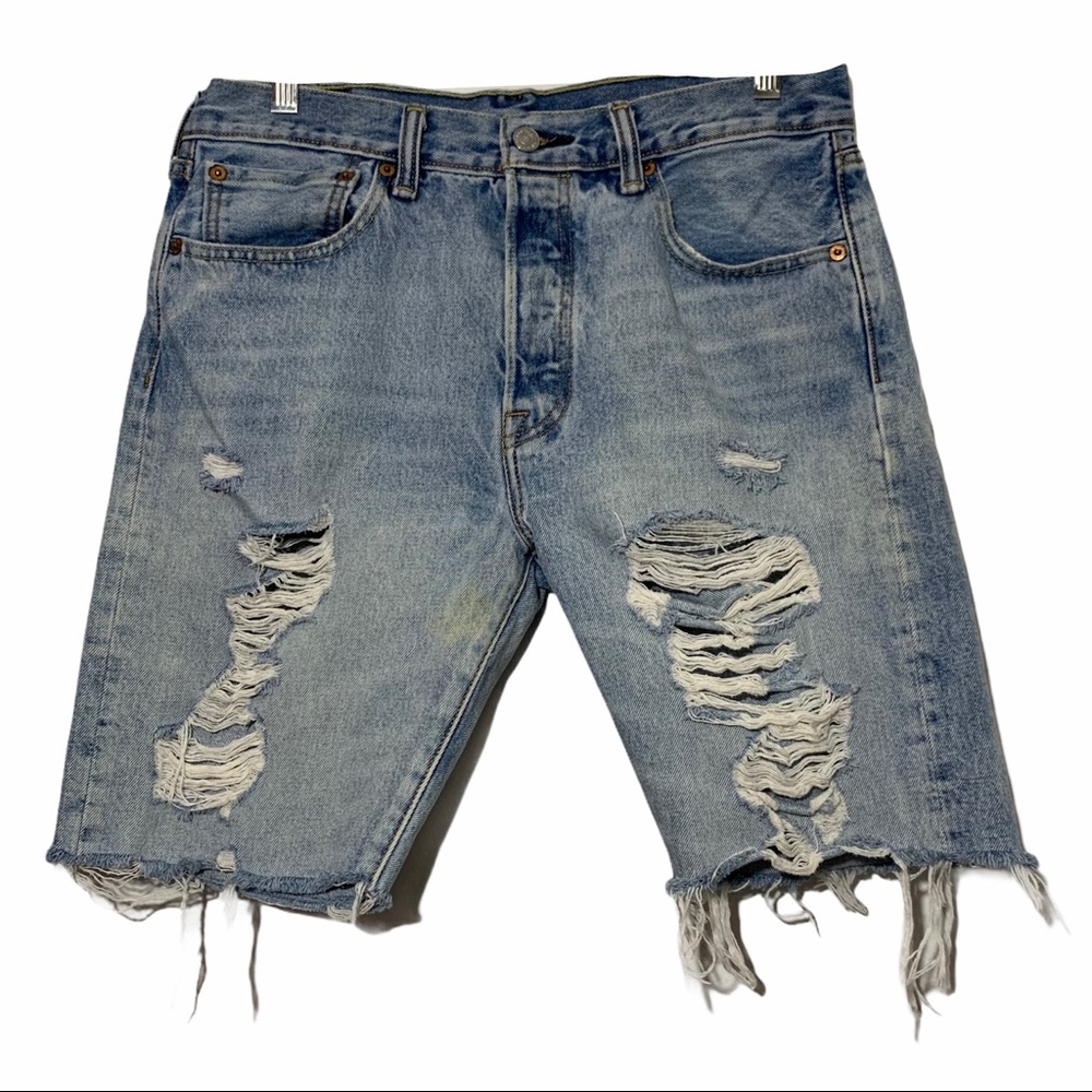 Levi’s 501 Denim Distressed Cropped Shorts